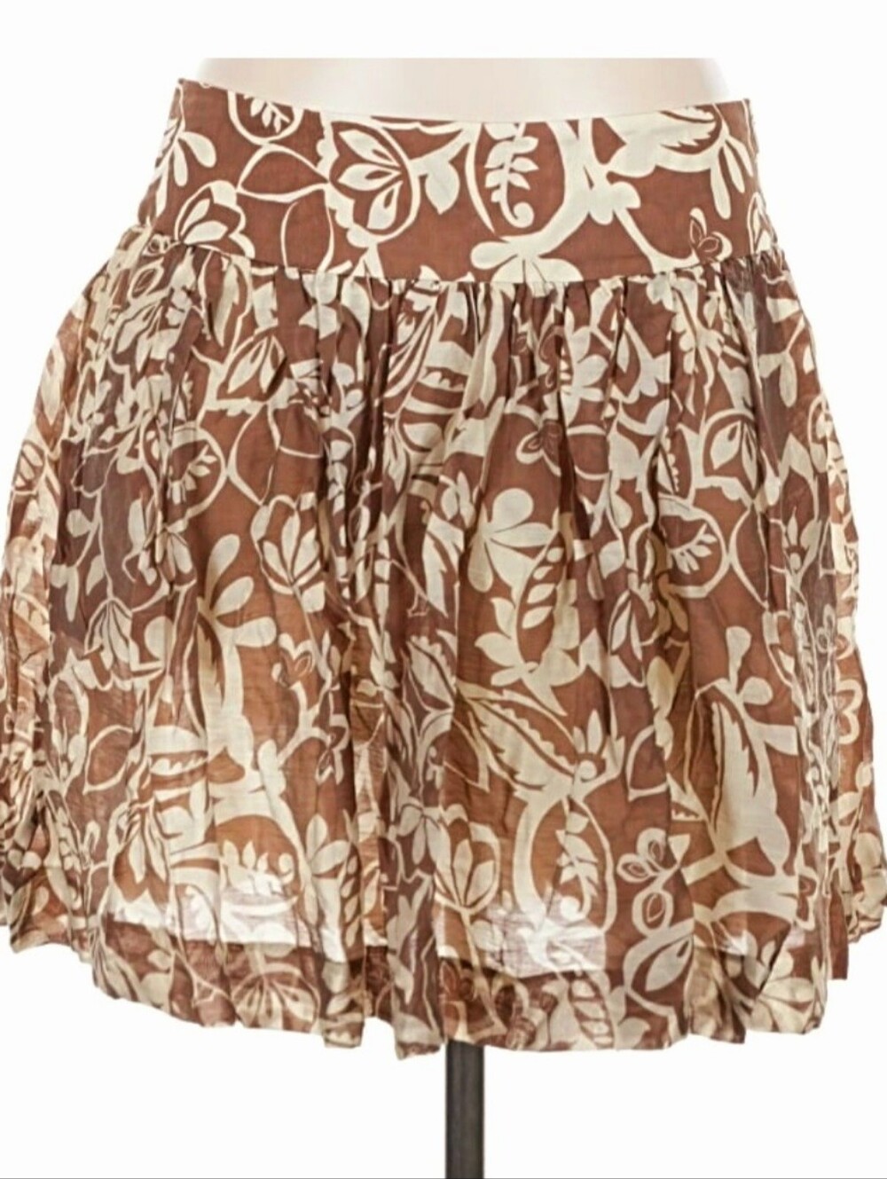 Express Brown and Cream Floral Circle Skirt NWT
